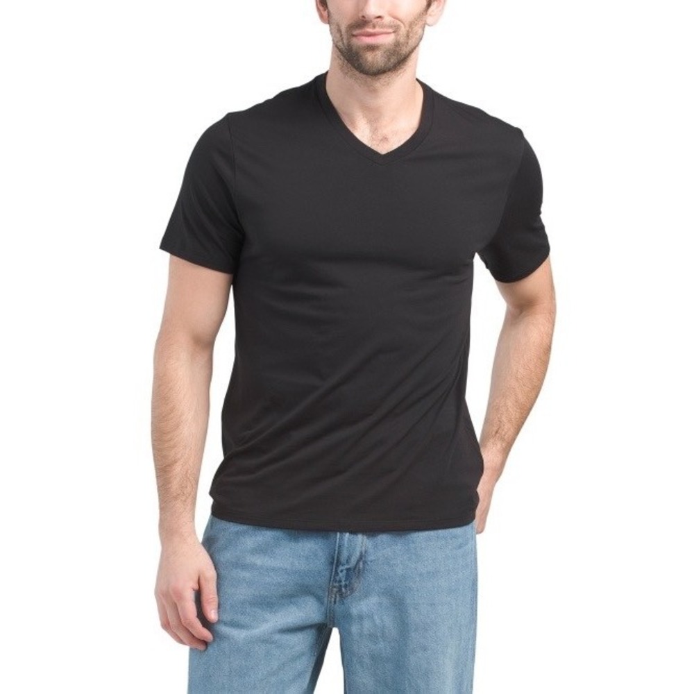 NWT Vince Men's 100% Pima Cotton V-Neck T-Shirt Black XL Made Peru MX5209033